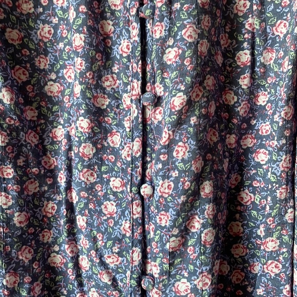 Vintage floral printed ruffle long sleeve button down blouse - Picture 2 of 6